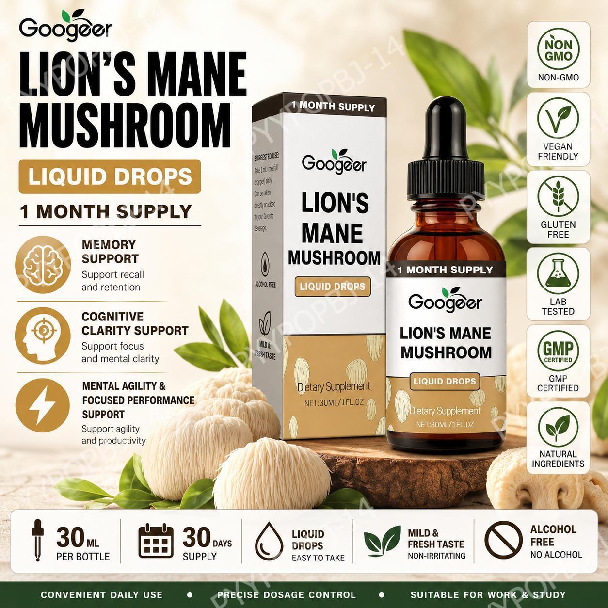 Googeer Lion's Mane Mushroom L - огляд і ціна Herbal Tea