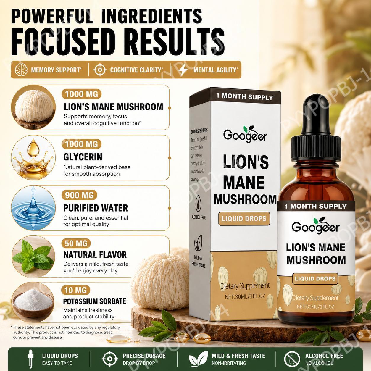 Googeer Lion's Mane Mushroom L - огляд і ціна Herbal Tea