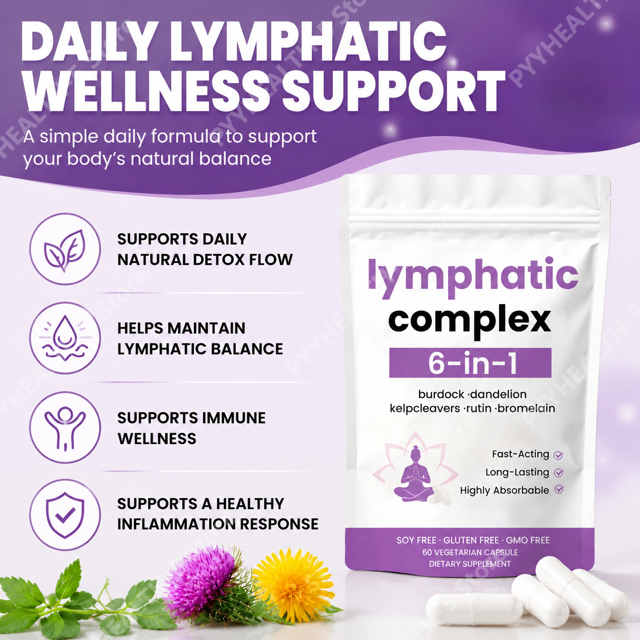 6‑in‑1 Lymphatic Complex Capsu - огляд і ціна Herbal Supplement