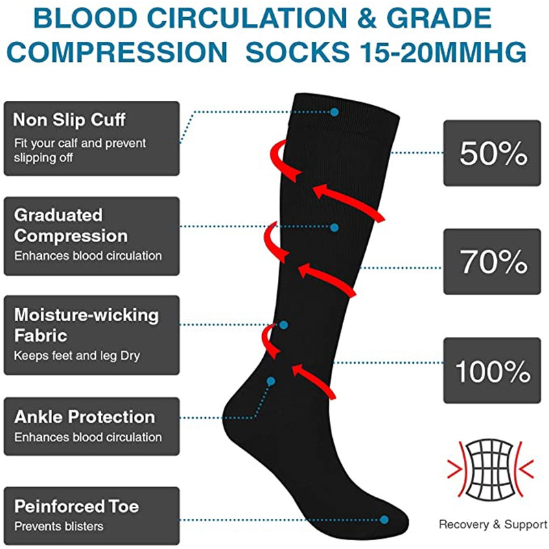 3 Pair Compression Socks Knee  - огляд і ціна Echinacea